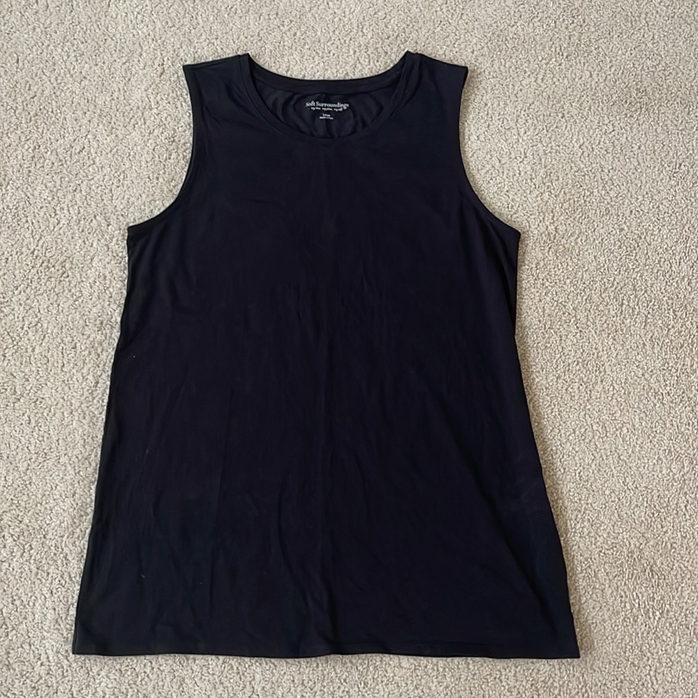 Soft Surroundings Long Tank Tunic Top Black Shirt - M